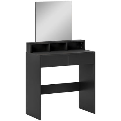 Multi Storage Dressing Table Mirror Black - Homcom image 0
