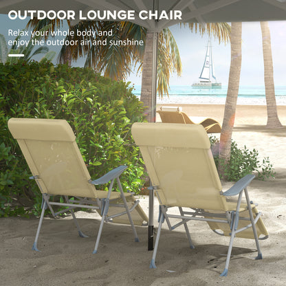 Set of Two Sun Loungers Five Position Backs Beige - Outsunny image 3