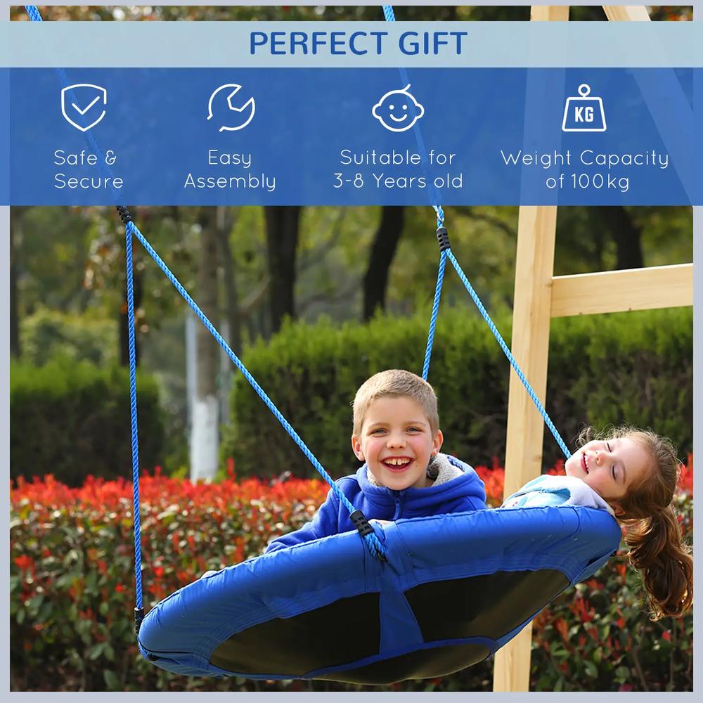 HOMCOM Kid Nest Swing Seat Saucer Tree Swing 40 Inch/100cm for Outdoor Indoor Blue 3