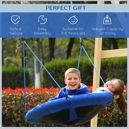 HOMCOM Kid Nest Swing Seat Saucer Tree Swing 40 Inch/100cm for Outdoor Indoor Blue 3