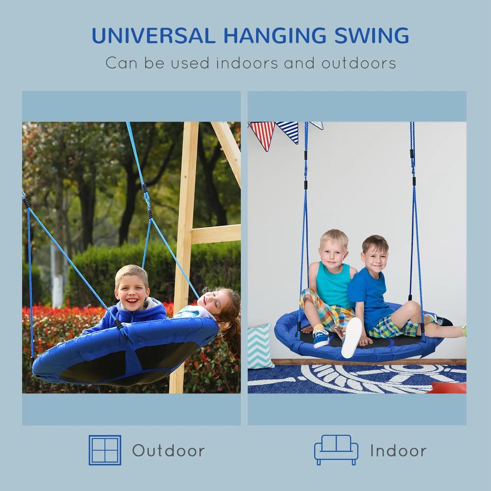 HOMCOM Kid Nest Swing Seat Saucer Tree Swing 40 Inch/100cm for Outdoor Indoor Blue 4