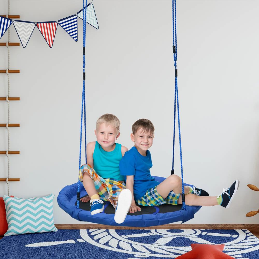 HOMCOM Kid Nest Swing Seat Saucer Tree Swing 40 Inch/100cm for Outdoor Indoor Blue 7