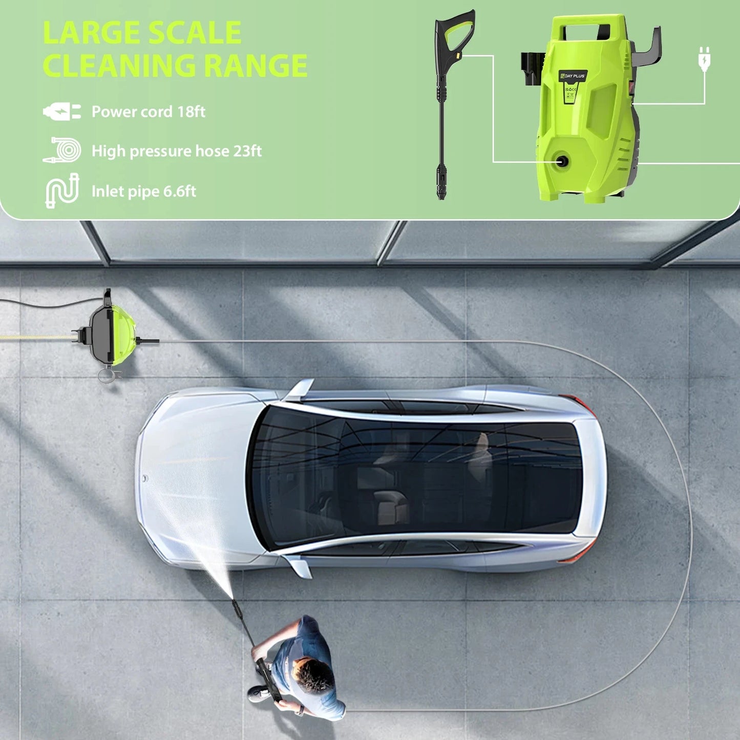 High Pressure Washer #2026 Upgraded 200 Bar Power Washer (Long Hose)