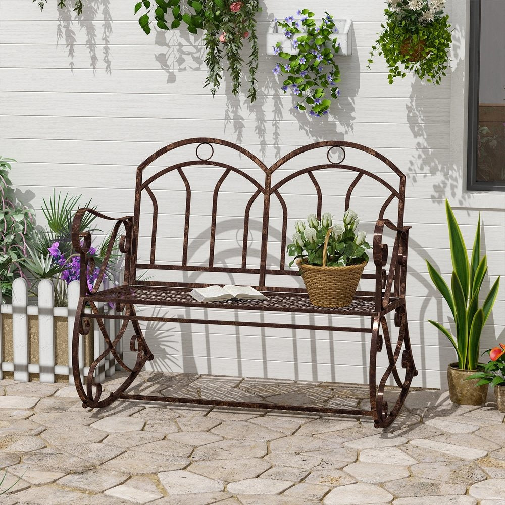 Outdoor Iron Rocking Chair-Bronze Red 1