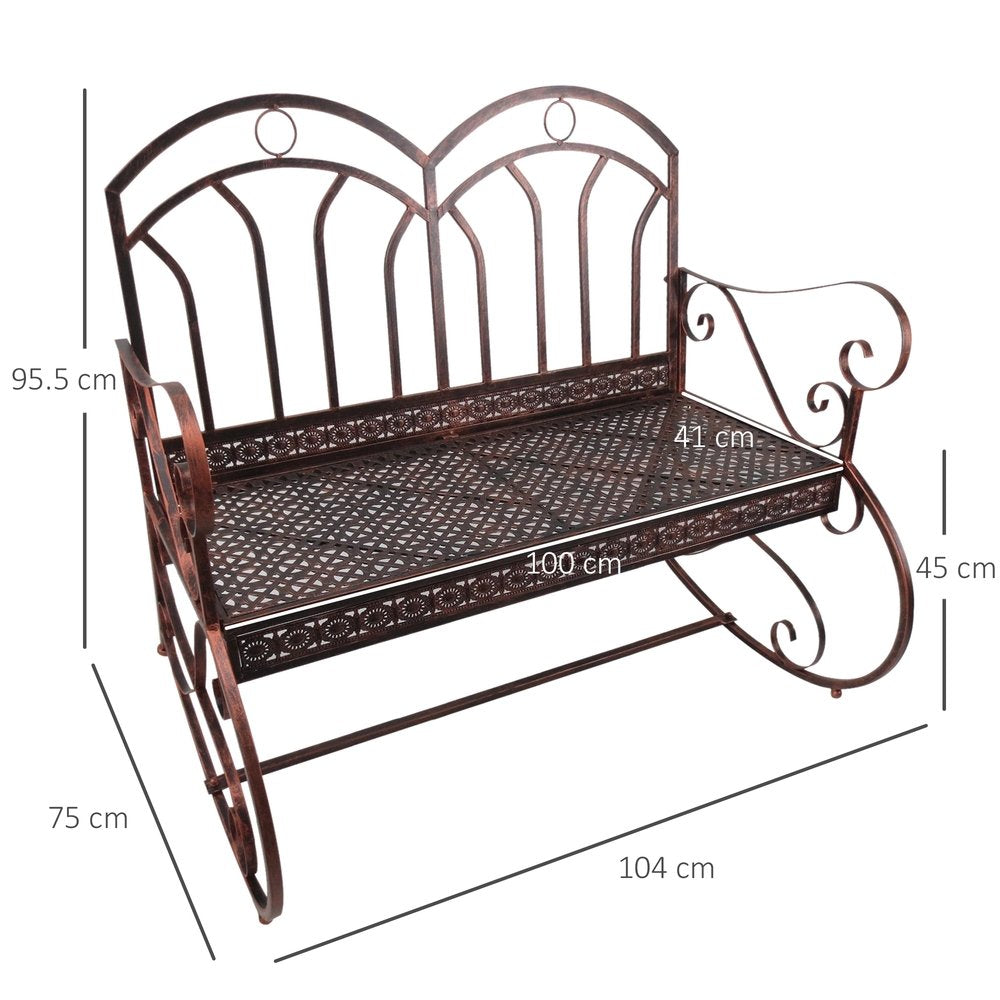 Outdoor Iron Rocking Chair-Bronze Red 2