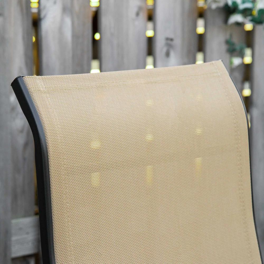 Outdoor Set of 2 Outdoor Sun Lounger 10-Position Adjustable Texteline Folding Reclining Chairs with Footrest for Patio Garden, Beige 8