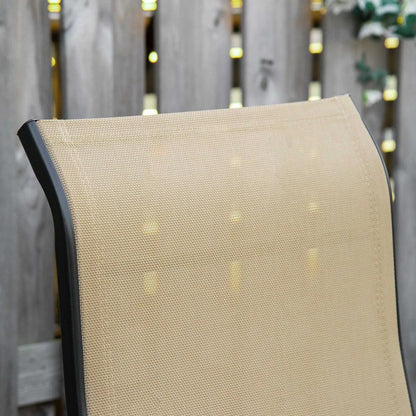 Outdoor Set of 2 Outdoor Sun Lounger 10-Position Adjustable Texteline Folding Reclining Chairs with Footrest for Patio Garden, Beige 8