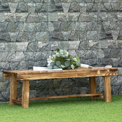 Outsunny 1 Piece 2-seater Outdoor Indoor Wooden Garden Bench Fir Patio Loveseat, 110L x 38W x 35Hcm 12