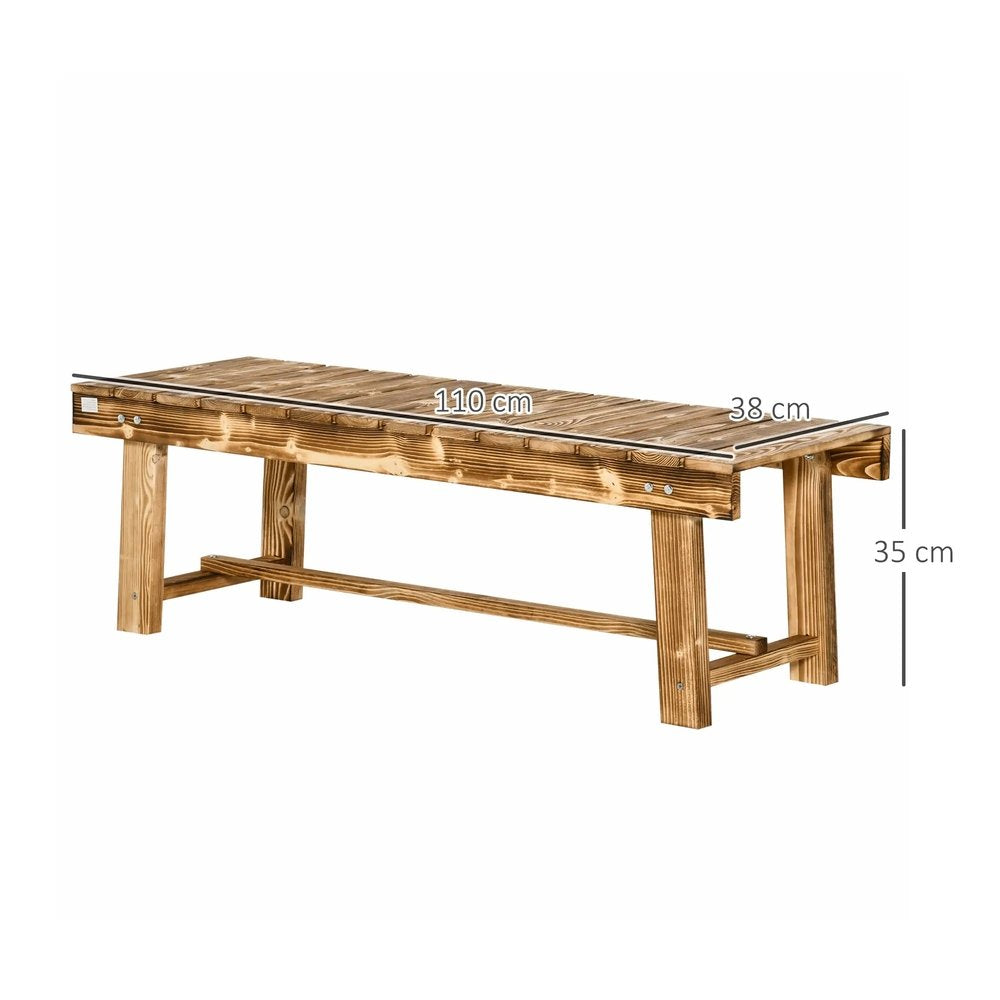 Outsunny 1 Piece 2-seater Outdoor Indoor Wooden Garden Bench Fir Patio Loveseat, 110L x 38W x 35Hcm 13