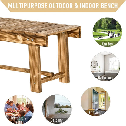 Outsunny 1 Piece 2-seater Outdoor Indoor Wooden Garden Bench Fir Patio Loveseat, 110L x 38W x 35Hcm 15