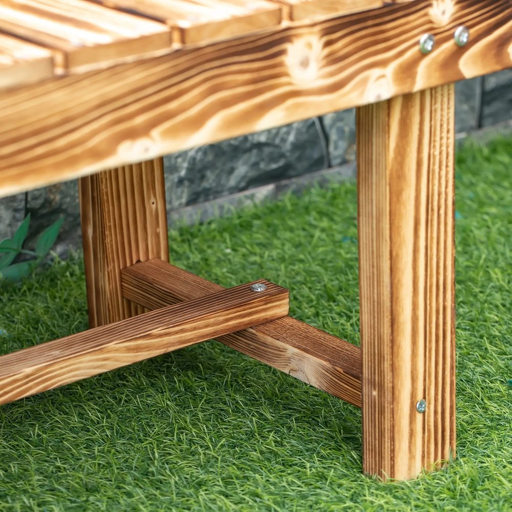 Outsunny 1 Piece 2-seater Outdoor Indoor Wooden Garden Bench Fir Patio Loveseat, 110L x 38W x 35Hcm 18