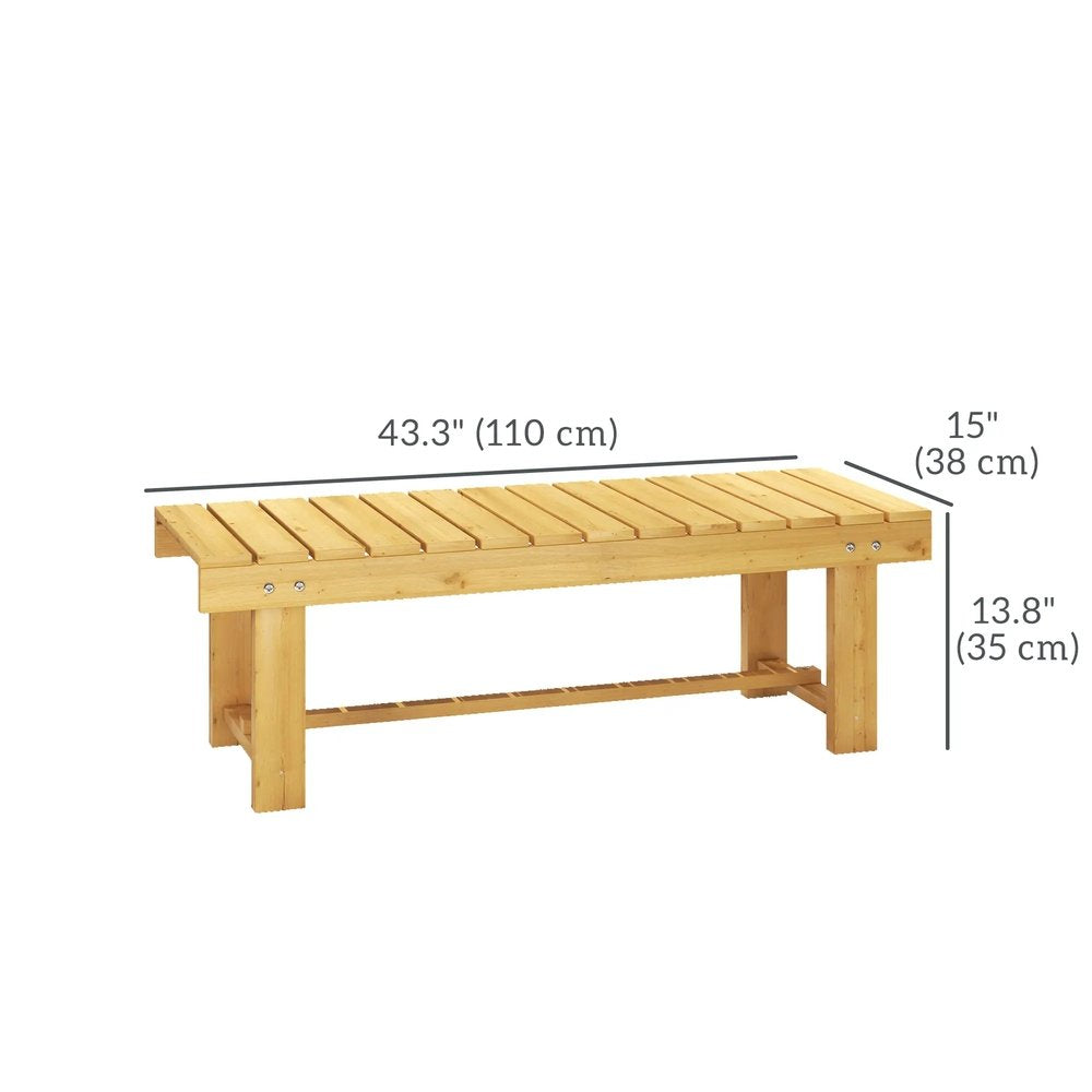 Outsunny 1 Piece 2-seater Outdoor Indoor Wooden Garden Bench Fir Patio Loveseat, 110L x 38W x 35Hcm 2