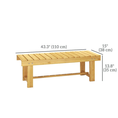 Outsunny 1 Piece 2-seater Outdoor Indoor Wooden Garden Bench Fir Patio Loveseat, 110L x 38W x 35Hcm 2
