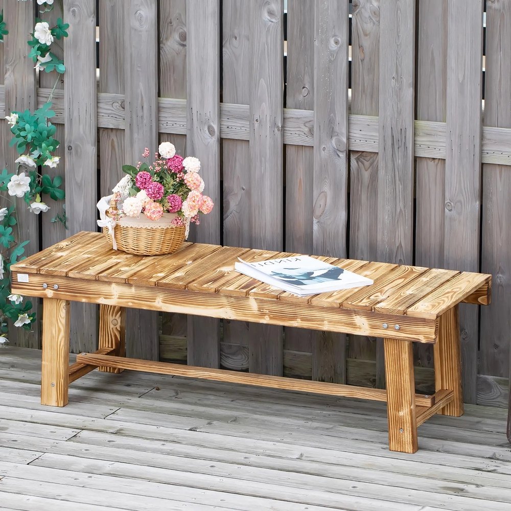 Outsunny 1 Piece 2-seater Outdoor Indoor Wooden Garden Bench Fir Patio Loveseat, 110L x 38W x 35Hcm 22