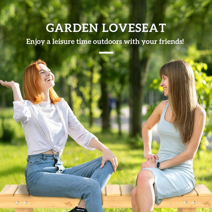 Outsunny 1 Piece 2-seater Outdoor Indoor Wooden Garden Bench Fir Patio Loveseat, 110L x 38W x 35Hcm 3