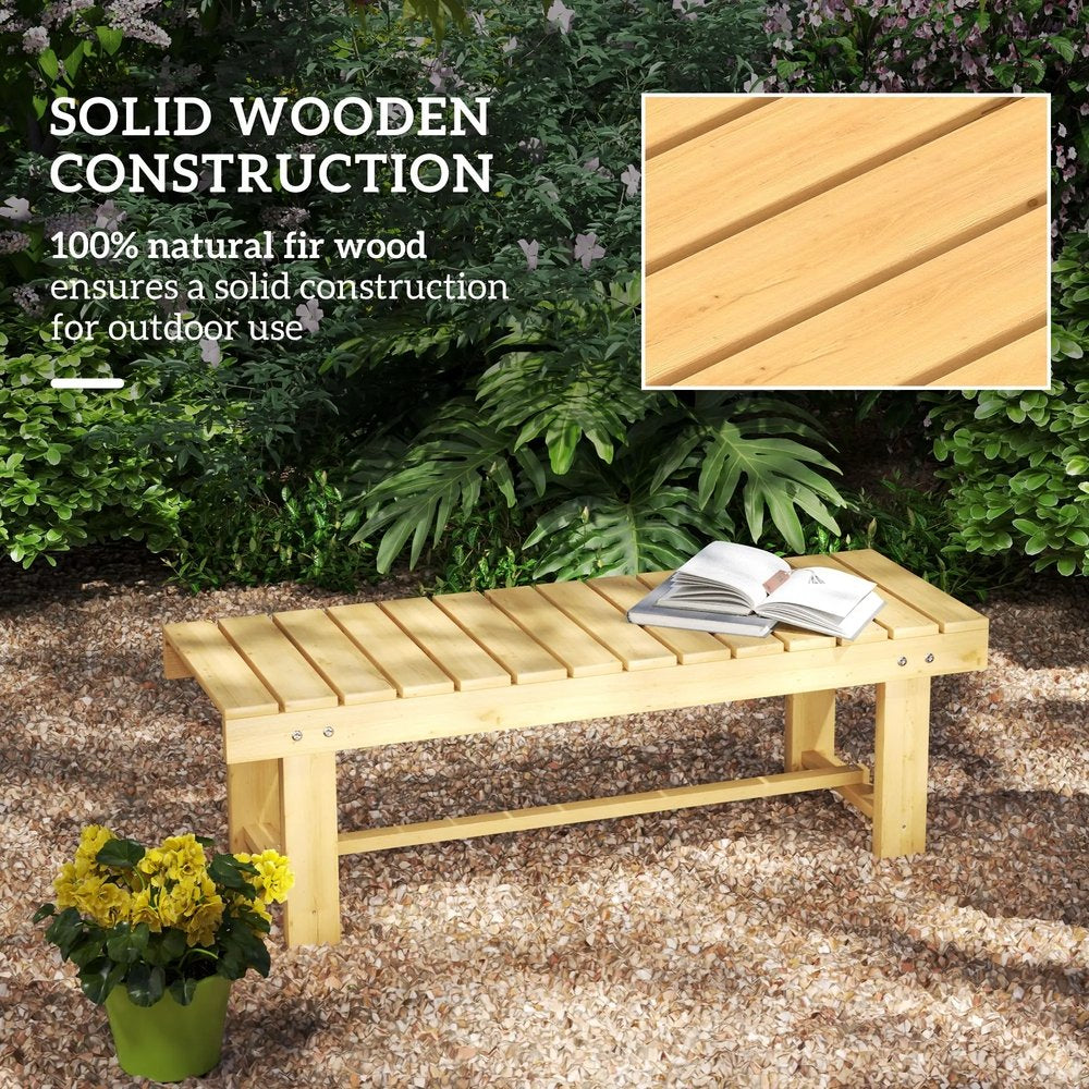 Outsunny 1 Piece 2-seater Outdoor Indoor Wooden Garden Bench Fir Patio Loveseat, 110L x 38W x 35Hcm 4