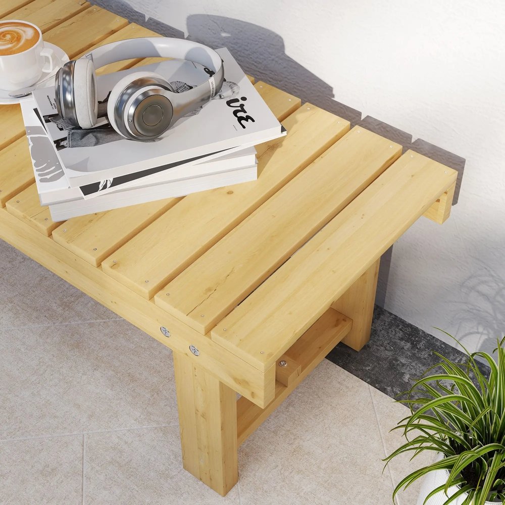 Outsunny 1 Piece 2-seater Outdoor Indoor Wooden Garden Bench Fir Patio Loveseat, 110L x 38W x 35Hcm 8