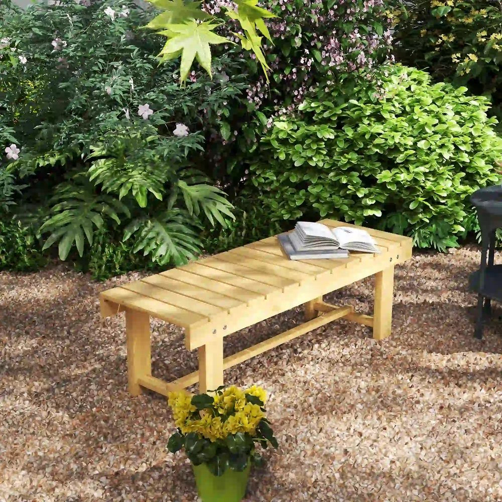 Outsunny 1 Piece 2-seater Outdoor Indoor Wooden Garden Bench Fir Patio Loveseat, 110L x 38W x 35Hcm 9