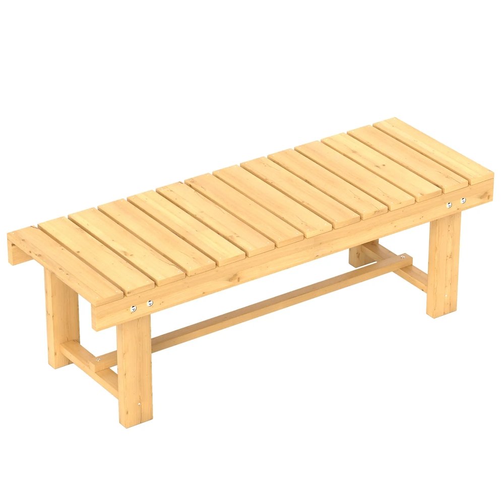 Outsunny 1 Piece 2-seater Outdoor Indoor Wooden Garden Bench Fir Patio Loveseat, 110L x 38W x 35Hcm 