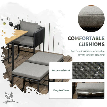 Outsunny 10 Seater Rattan Cube Garden Furniture Set with Wood Grain Plastic Top Table, Black