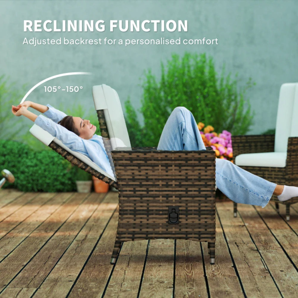 Outsunny 105&deg;-150&deg; Reclining Rattan Chair