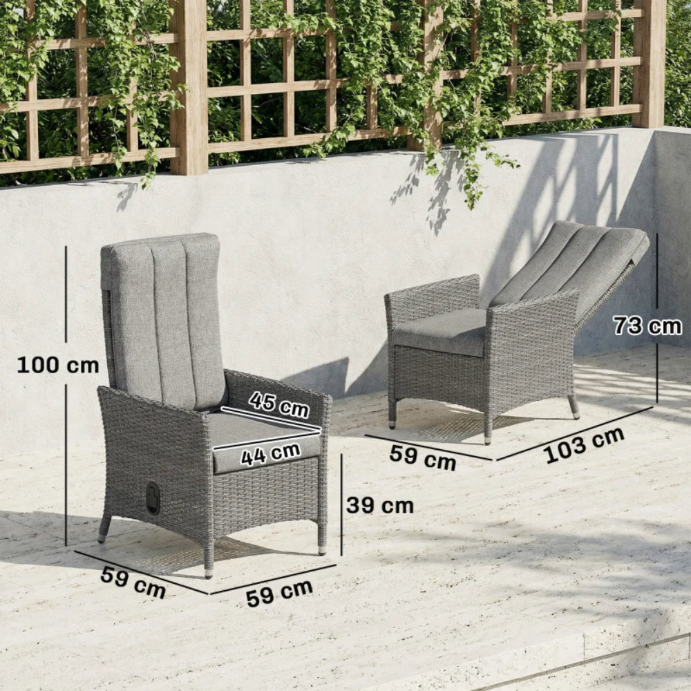 Outsunny 105&deg;-150&deg; Reclining Rattan Chair