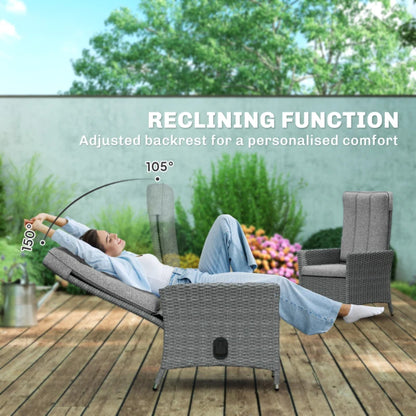 Outsunny 105&deg;-150&deg; Reclining Rattan Chair