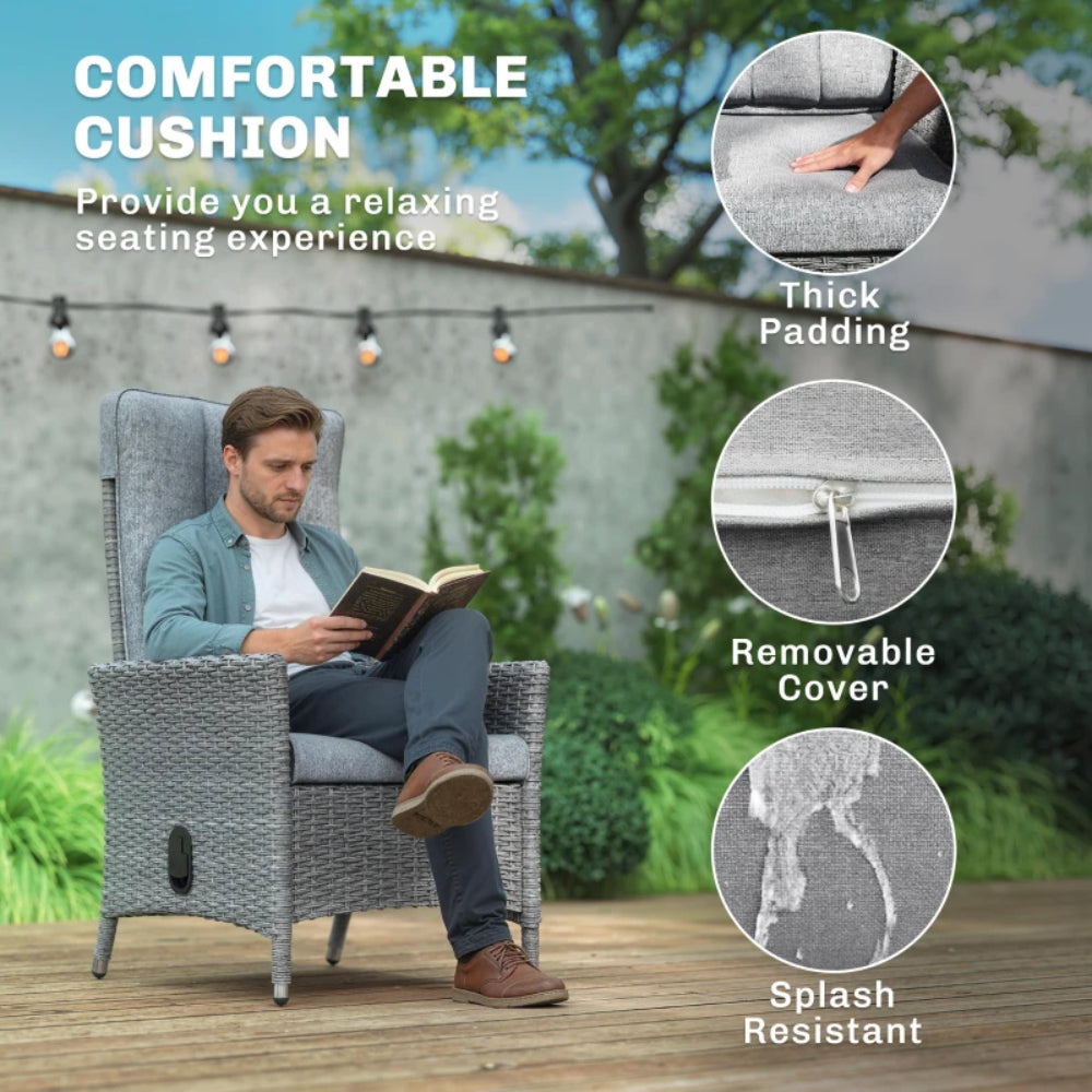 Outsunny 105&deg;-150&deg; Reclining Rattan Chair