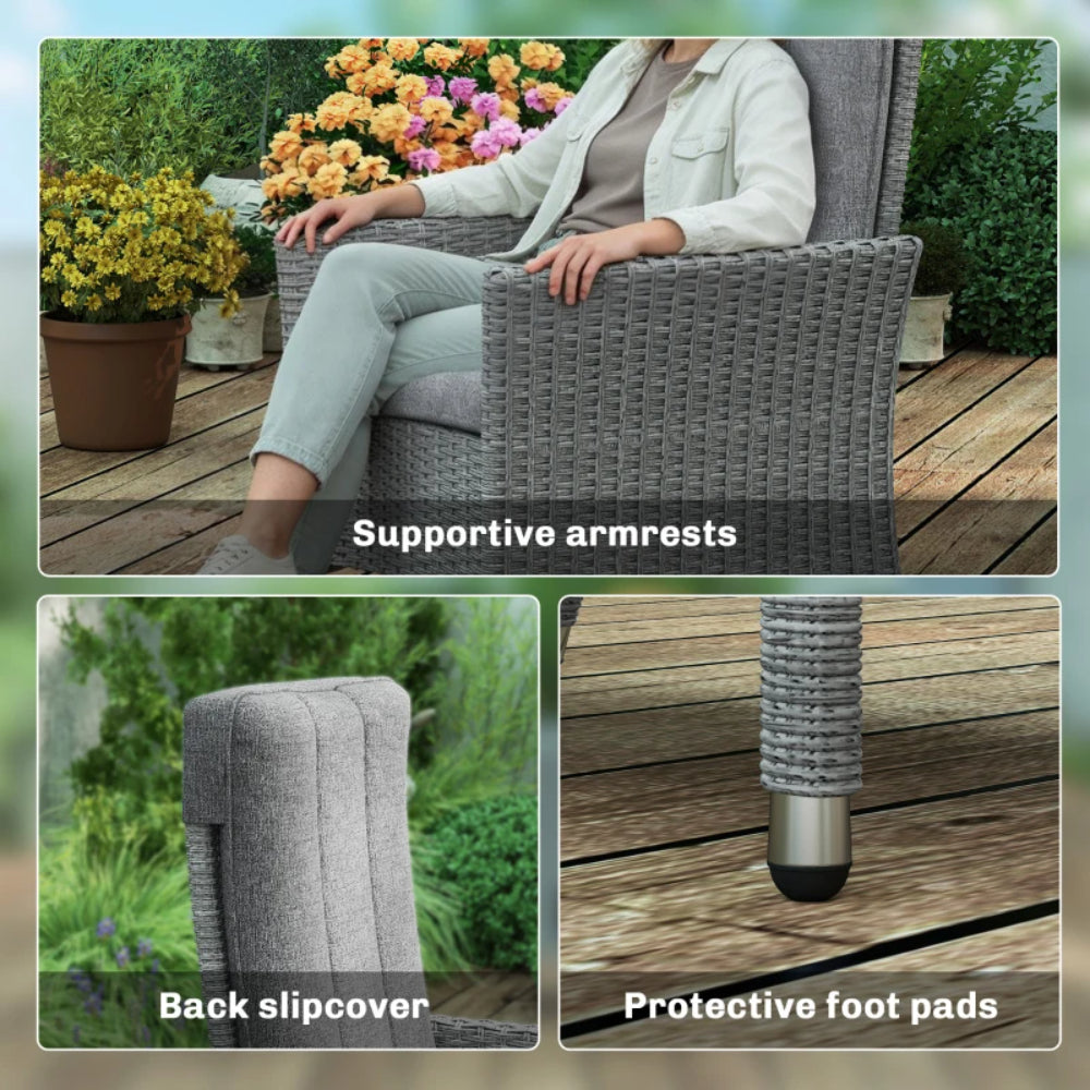 Outsunny 105&deg;-150&deg; Reclining Rattan Chair