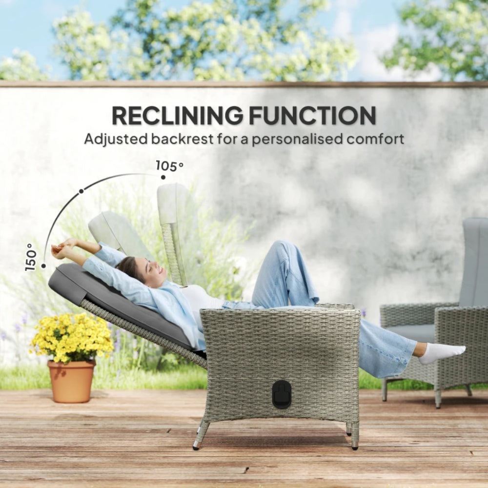 Outsunny 105&deg;-150&deg; Reclining Rattan Chair