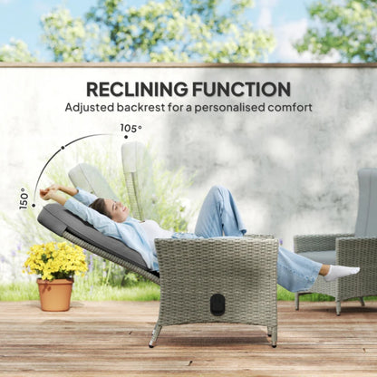 Outsunny 105&deg;-150&deg; Reclining Rattan Chair