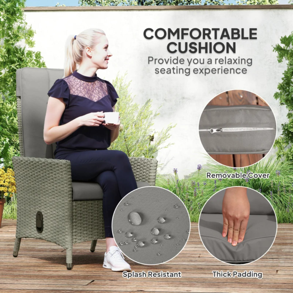 Outsunny 105&deg;-150&deg; Reclining Rattan Chair