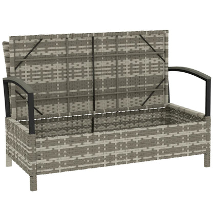 Outsunny 125L Garden Storage Bench, 2 Seater PE Rattan Outdoor Bench Storage Box with Padded Cushion
