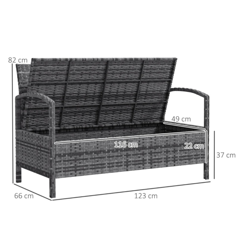 Outsunny 125L Storage Garden Bench, with Cushion