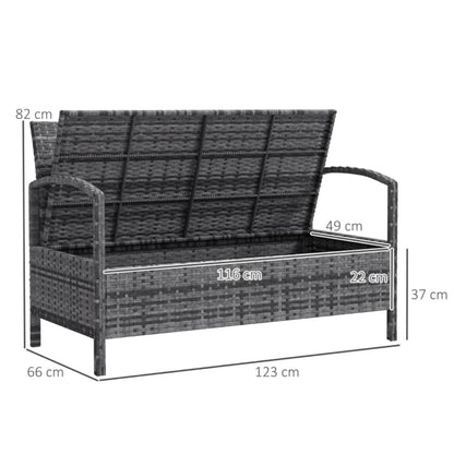 Outsunny 125L Storage Garden Bench, with Cushion