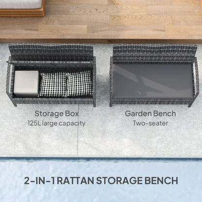 Outsunny 125L Storage Garden Bench, with Cushion