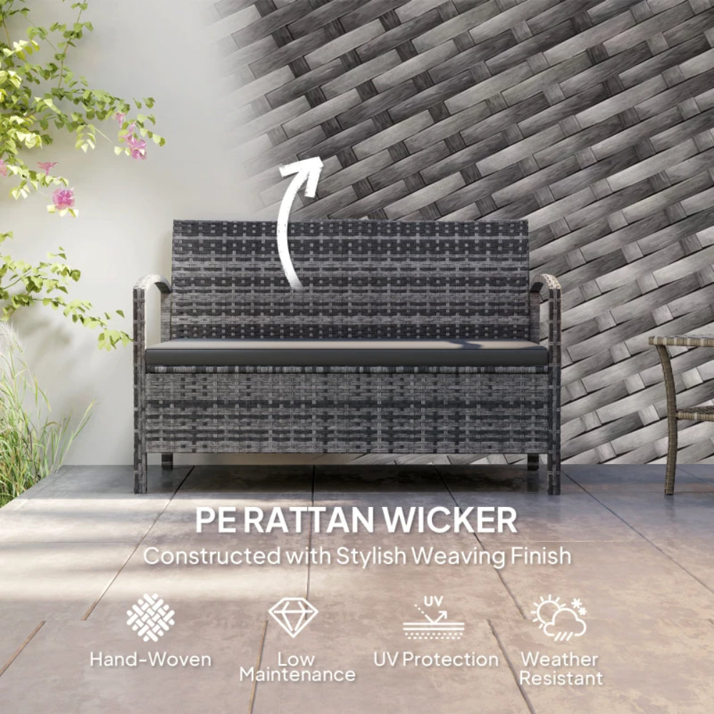 Outsunny 125L Storage Garden Bench, with Cushion