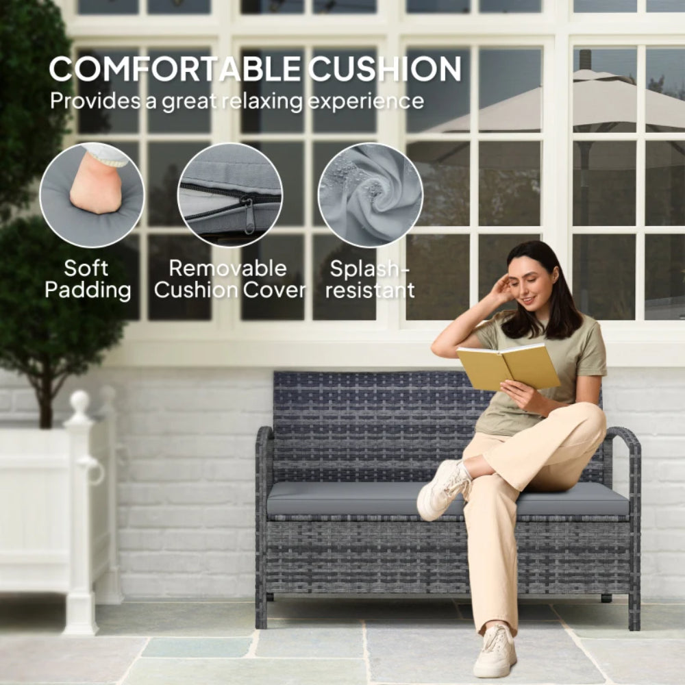 Outsunny 125L Storage Garden Bench, with Cushion
