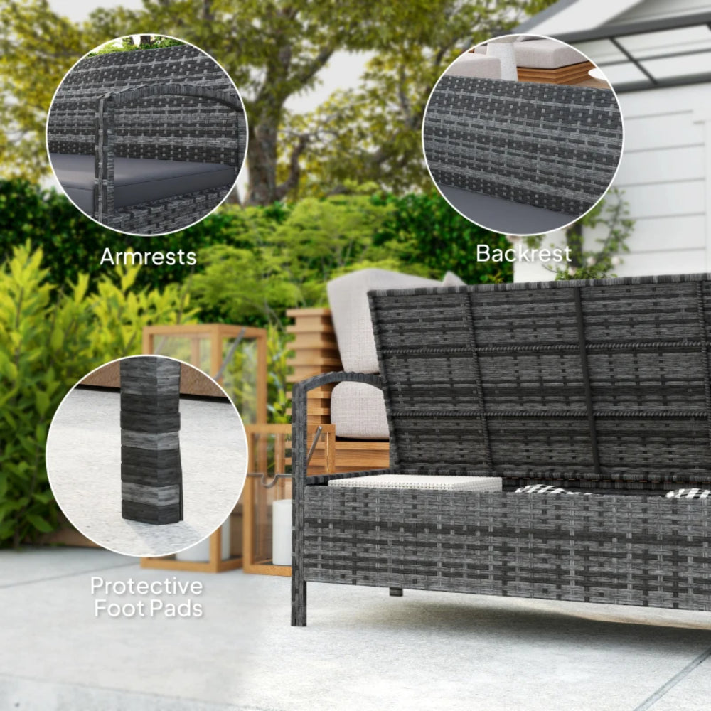 Outsunny 125L Storage Garden Bench, with Cushion