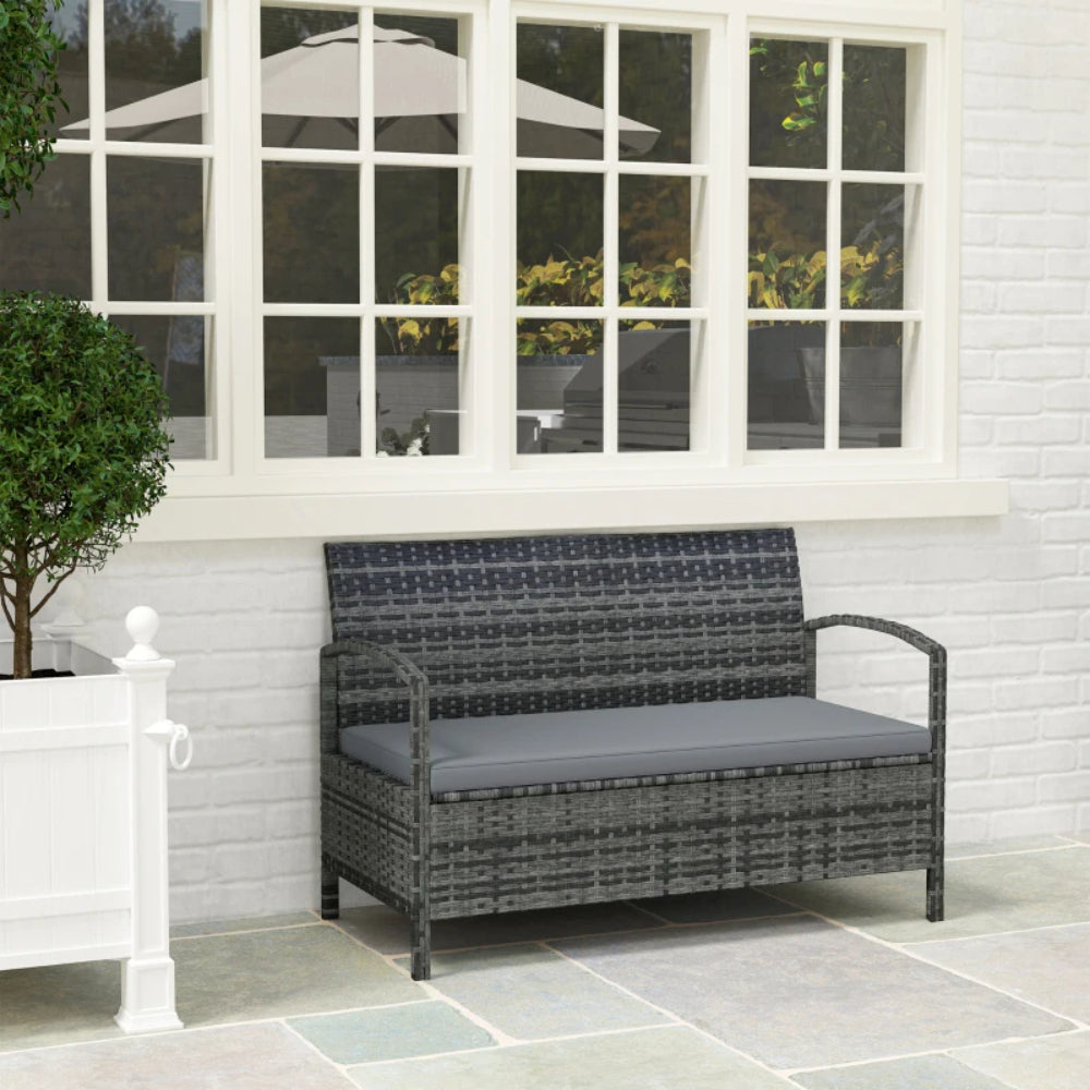 Outsunny 125L Storage Garden Bench, with Cushion