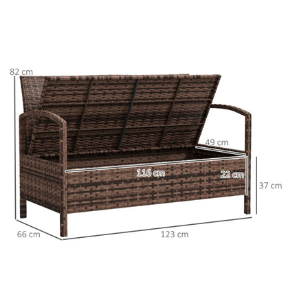 Outsunny 125L Storage Garden Bench, with Cushion