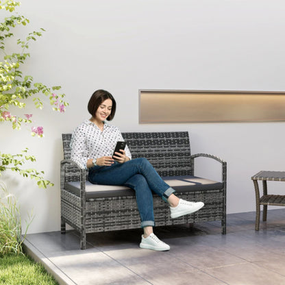 Outsunny 125L Storage Garden Bench, with Cushion