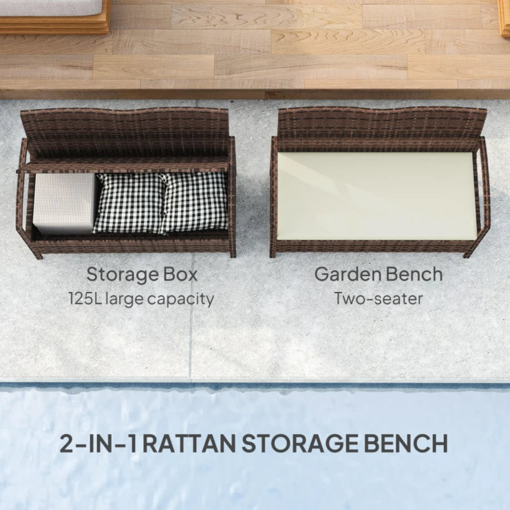 Outsunny 125L Storage Garden Bench, with Cushion