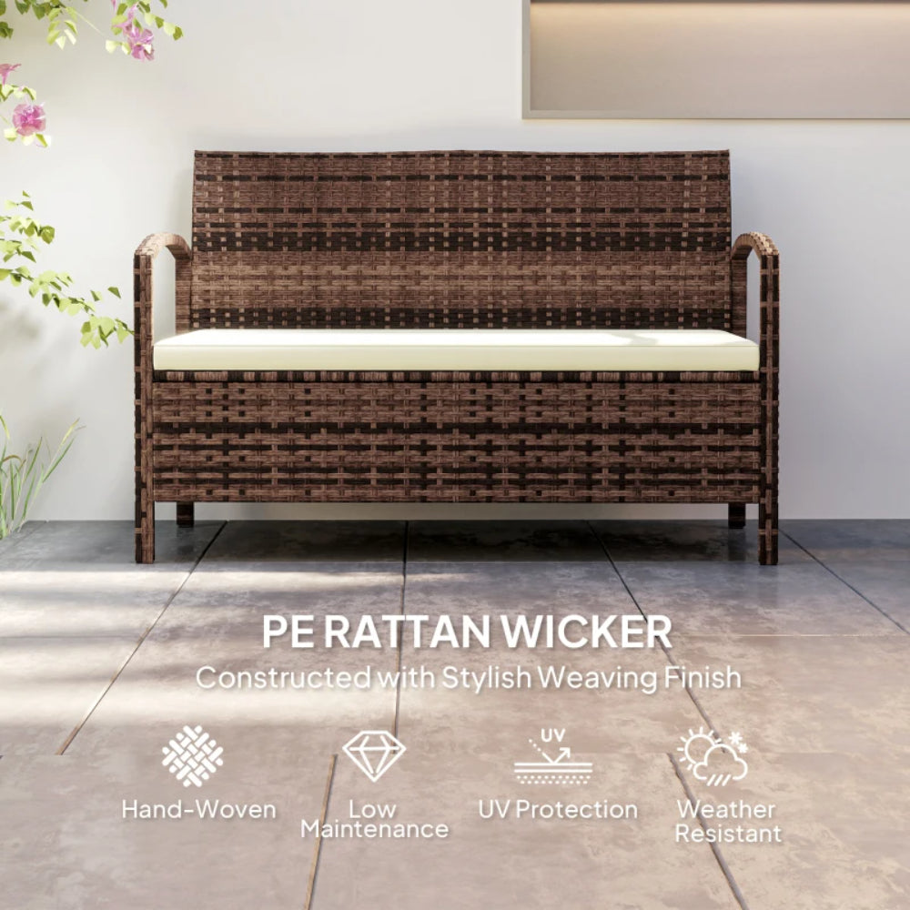 Outsunny 125L Storage Garden Bench, with Cushion