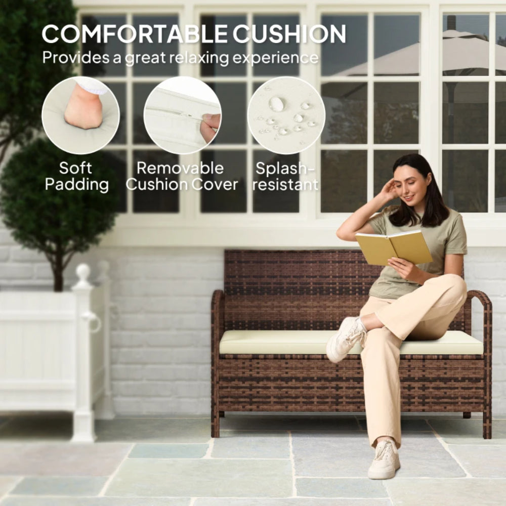 Outsunny 125L Storage Garden Bench, with Cushion