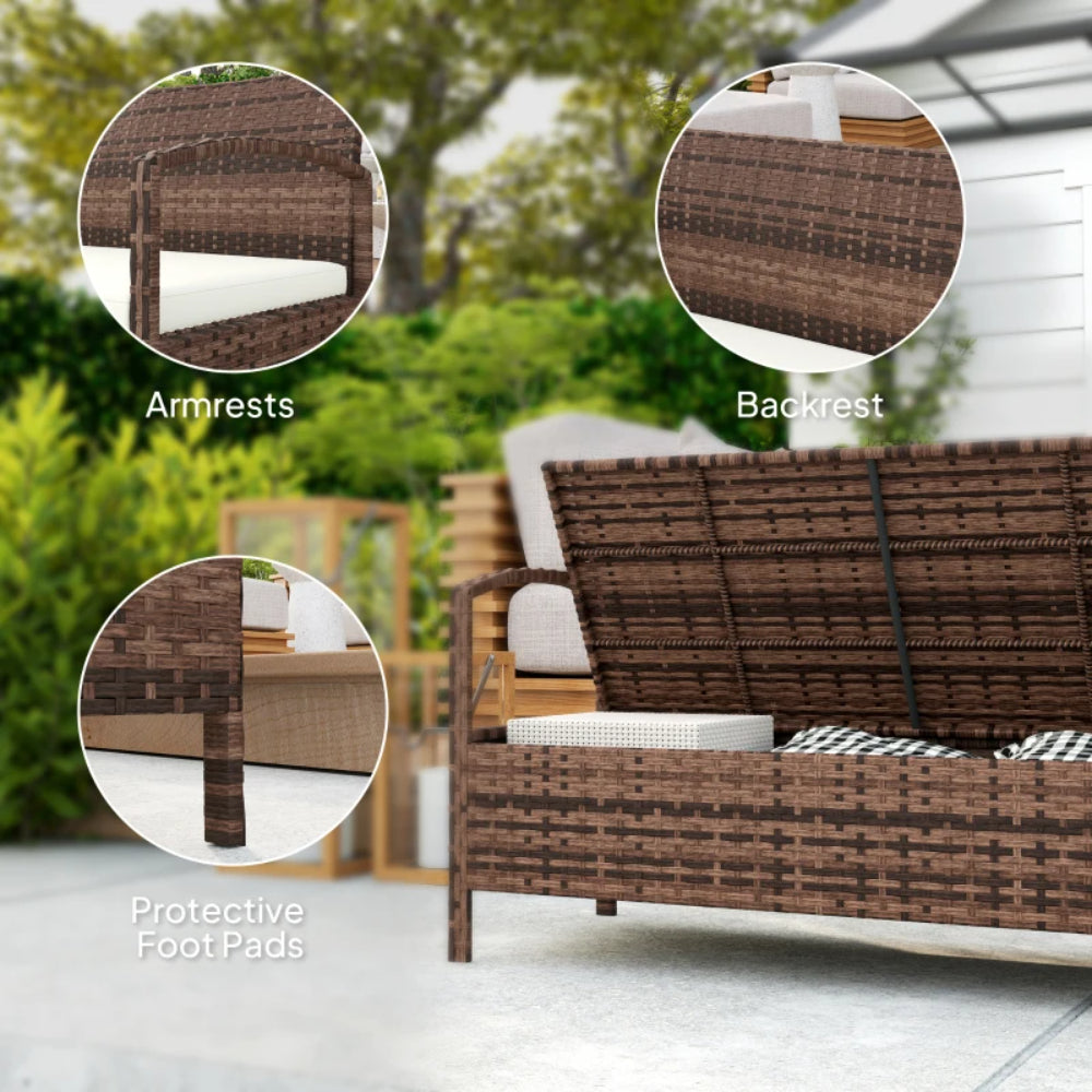 Outsunny 125L Storage Garden Bench, with Cushion