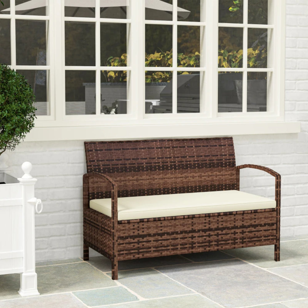 Outsunny 125L Storage Garden Bench, with Cushion