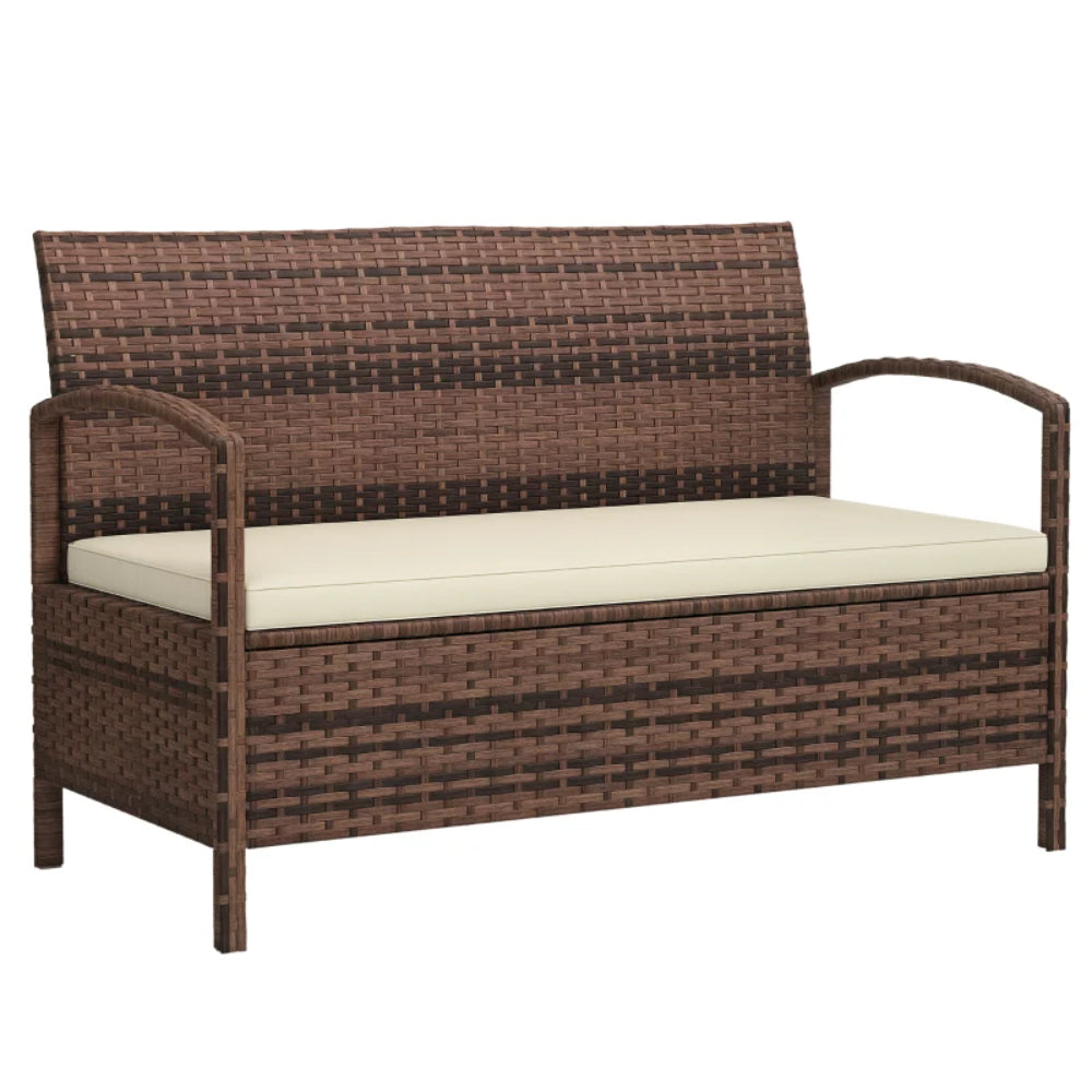 Outsunny 125L Storage Garden Bench, with Cushion