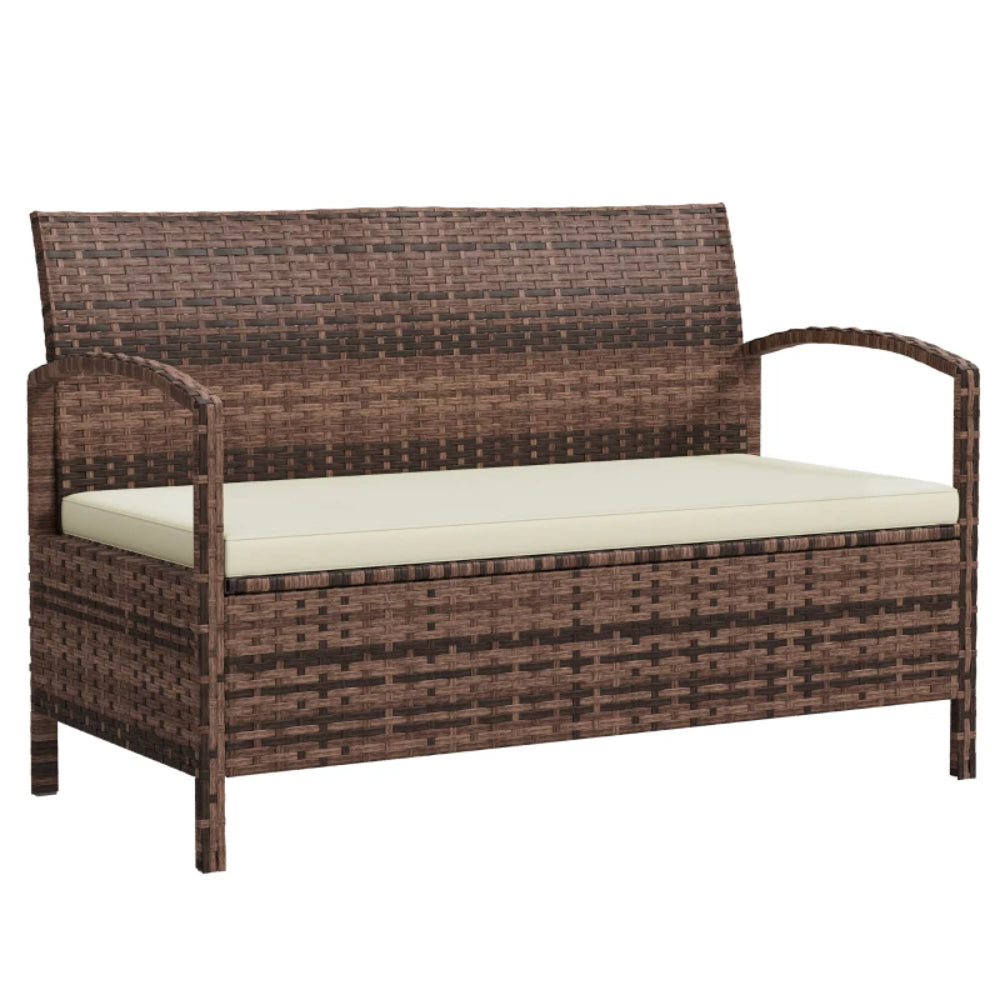 Outsunny 125L Storage Garden Bench, with Cushion