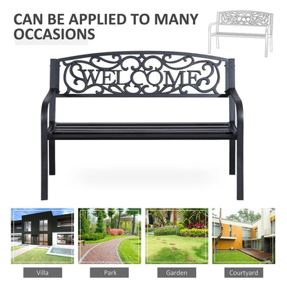 Outsunny 126Lx60Wx85H cm Steel Bench-Black 5